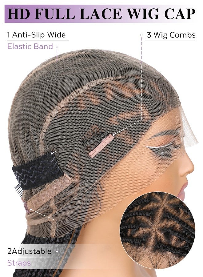 HANNE Full Lace Braided Wigs for Black Women Knotless Braided Wigs with Baby Hair 100% Handmade HD Lace Synthetic Box Braid Wig - Image 5